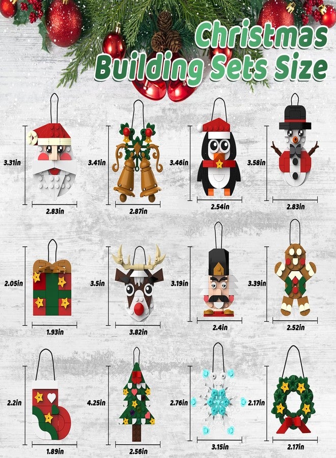 MOONTOY Christmas Ornaments Building Blocks Set,12 PCS Christmas Ornaments Building Kit, Santa, Snowman, Reindeer, Christmas Tree, Snowflake, Stocking, Stocking Stuffers Decor Toys Gifts for Boys Girls Kids - Image 5